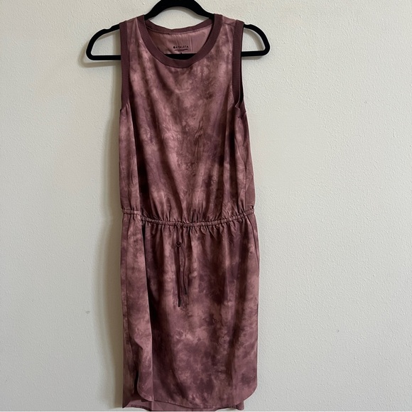 Athleta Printed Rincon Dress Sz S Evian Earth Rose Drawstring Waist Sleeveless - Picture 4 of 5